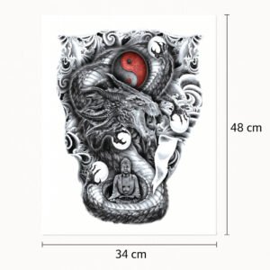 Tatuaje de espalda Dragón en meditación
