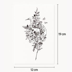 Tatuaje Cigüeña con flores