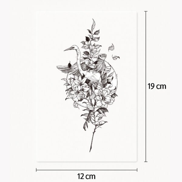 Tatuaje Cigüeña con flores